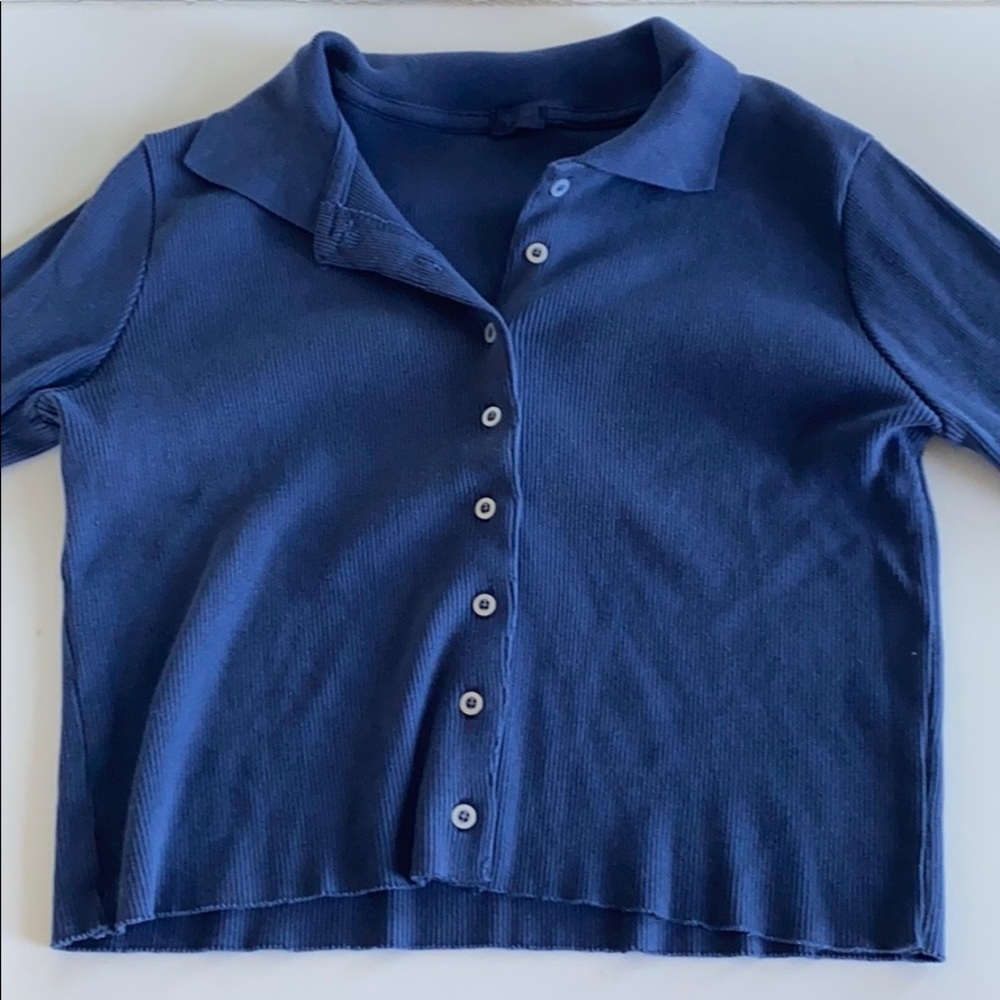 John Galt Navy Button Up Polo Sweater